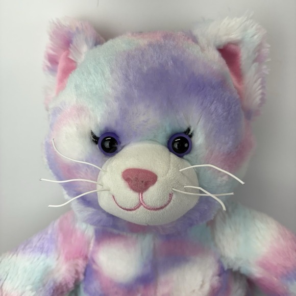 Build A Bear Pastel Swirl Kitty Tie Dye Cat Plush Toy Pink Purple White ~16" - Picture 2 of 7